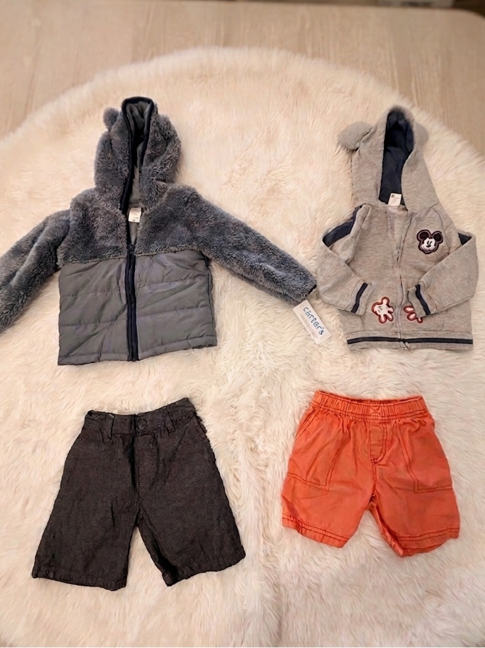 Toddler Boy Bundle 24 M Carter’s Disney Hoodie Jacket & Shorts 4PCS